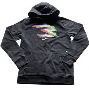 Nike Black 3D Graphic Glitch Logo Pullover Hoodie Boys Size Medium (10-12)